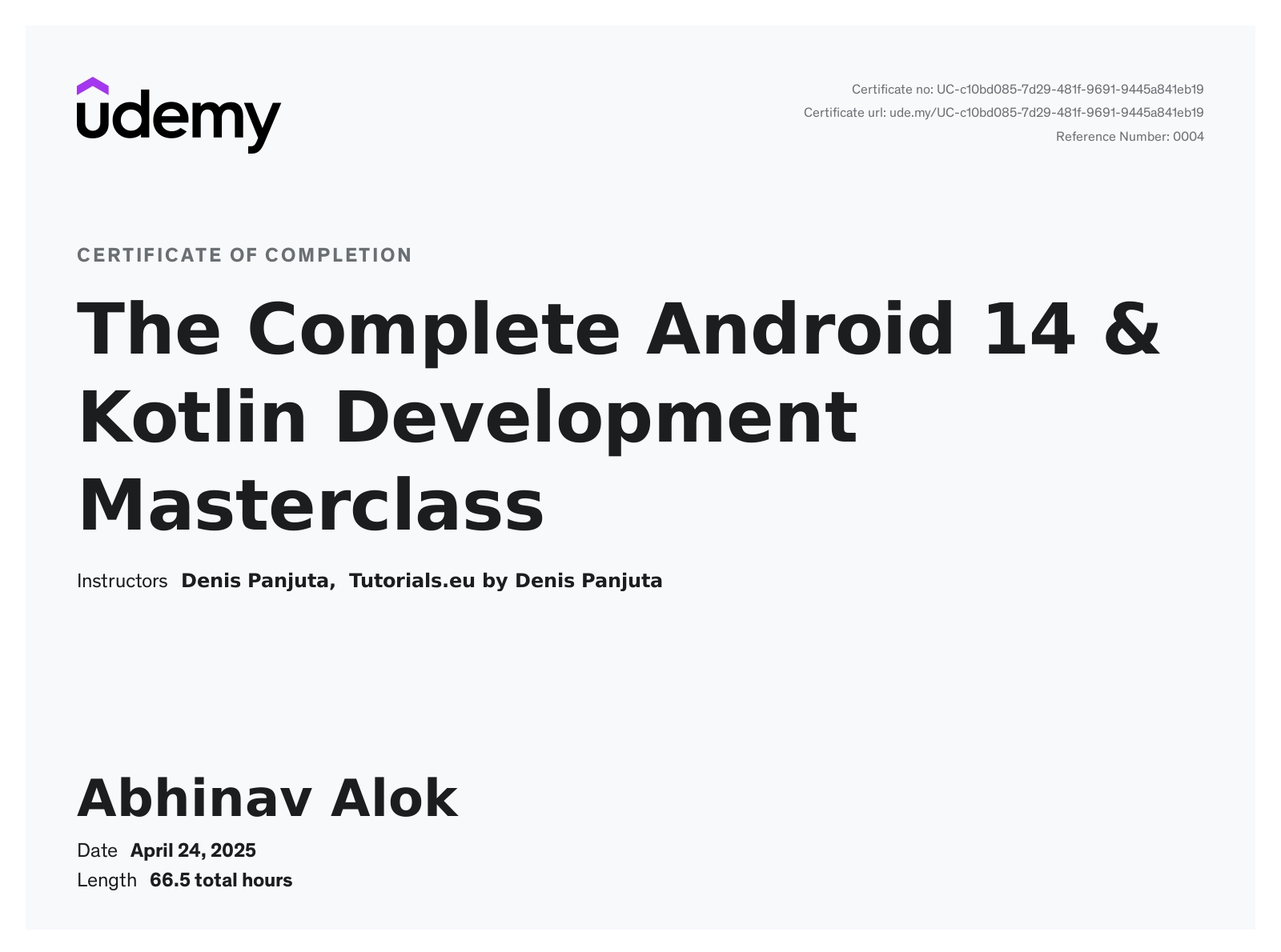 Android 14 App Development Certificate