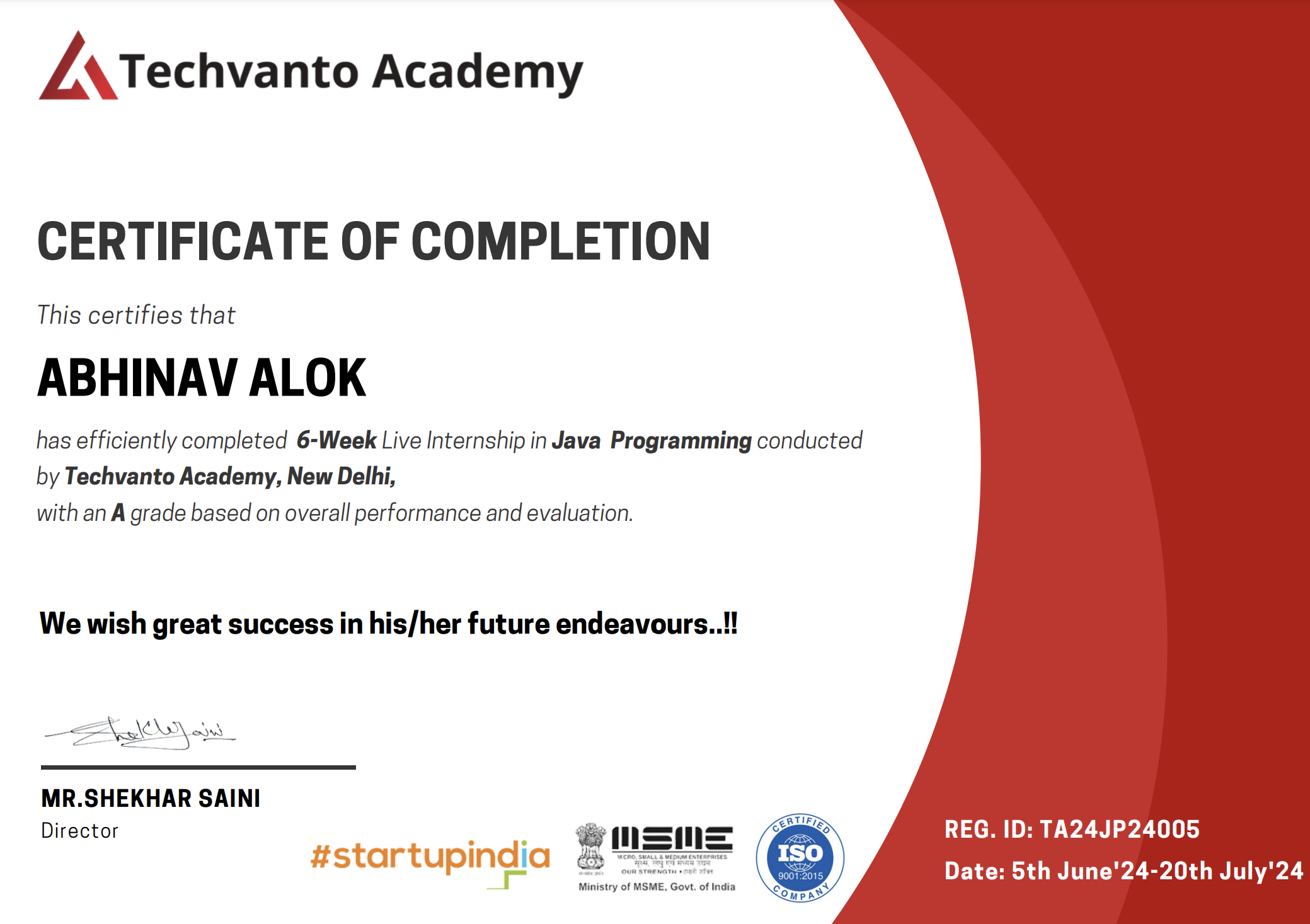 Java Programming Certificate